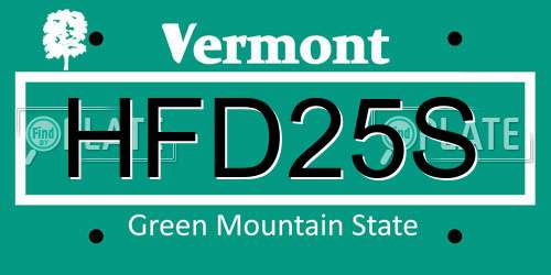 HFD25S Vermont License Plate