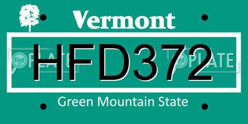 HFD372 Vermont License Plate