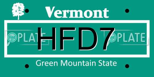 HFD7 Vermont License Plate