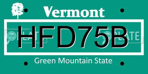 HFD75B Vermont License Plate
