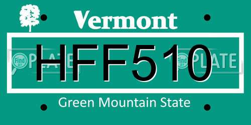 HFF510 Vermont License Plate
