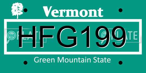 HFG199 Vermont License Plate