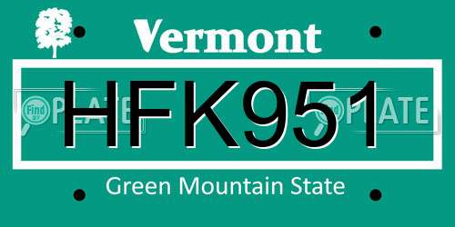 HFK951 Vermont License Plate