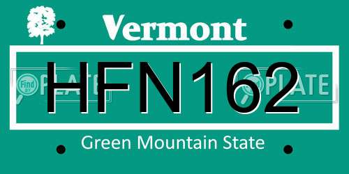 HFN162 Vermont License Plate