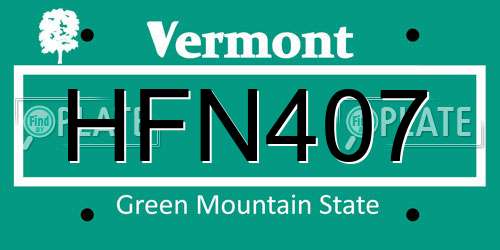 HFN407 Vermont License Plate