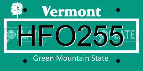 HFO255 Vermont License Plate