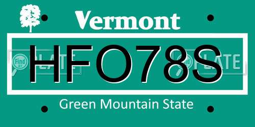 HFO78S Vermont License Plate