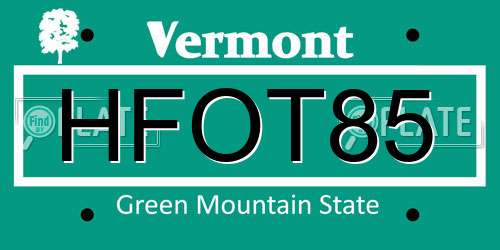 HFOT85 Vermont License Plate