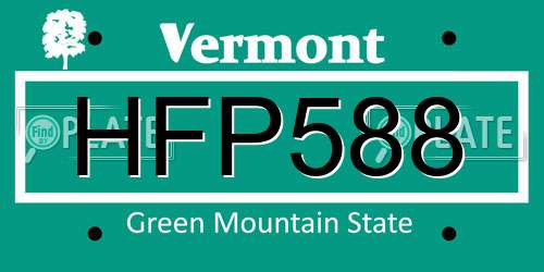 HFP588 Vermont License Plate