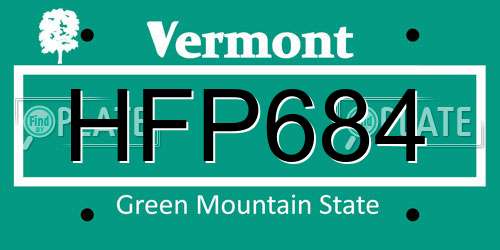 HFP684 Vermont License Plate