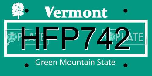 HFP742 Vermont License Plate