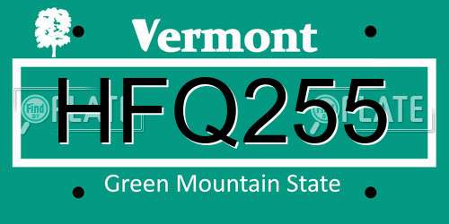 HFQ255 Vermont License Plate