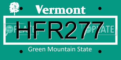 HFR277 Vermont License Plate