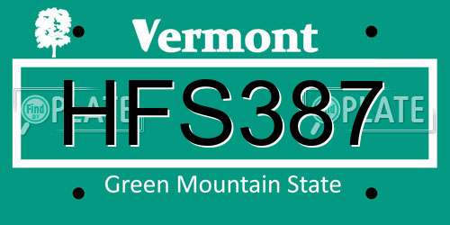 HFS387 Vermont License Plate