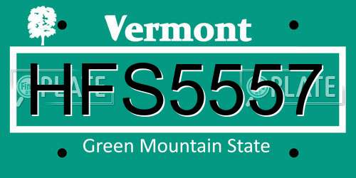 HFS5557 Vermont License Plate