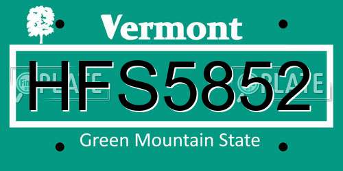 HFS5852 Vermont License Plate