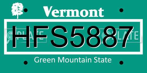 HFS5887 Vermont License Plate