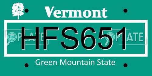 HFS651 Vermont License Plate