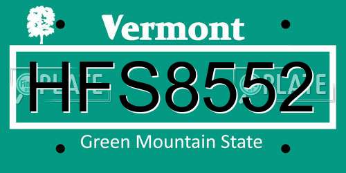 HFS8552 Vermont License Plate