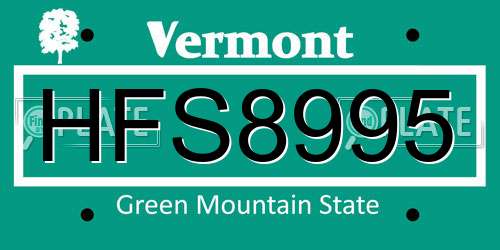 HFS8995 Vermont License Plate