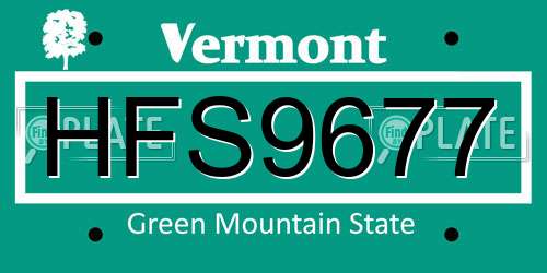 HFS9677 Vermont License Plate