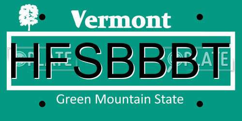 HFSBBBT Vermont License Plate