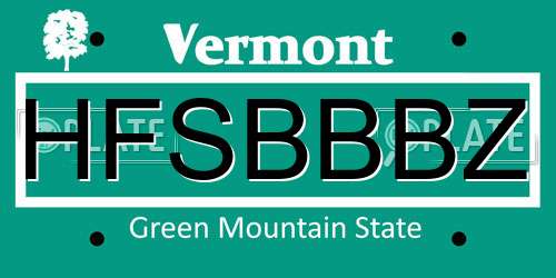 HFSBBBZ Vermont License Plate