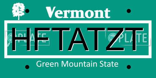 HFTATZT Vermont License Plate