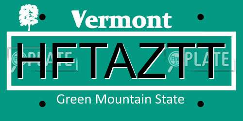 HFTAZTT Vermont License Plate