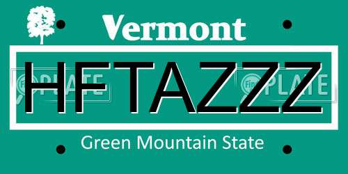 HFTAZZZ Vermont License Plate