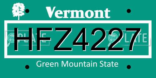 HFZ4227 Vermont License Plate