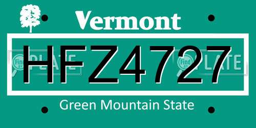 HFZ4727 Vermont License Plate