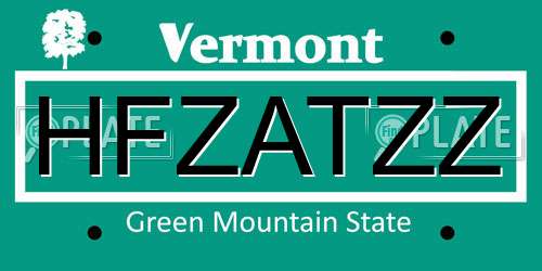 HFZATZZ Vermont License Plate
