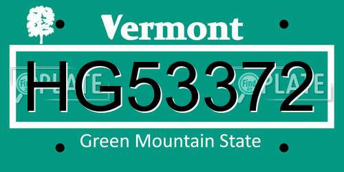 HG53372 Vermont License Plate