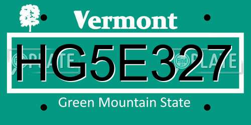 HG5E327 Vermont License Plate