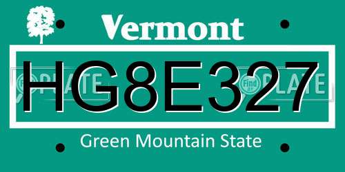HG8E327 Vermont License Plate