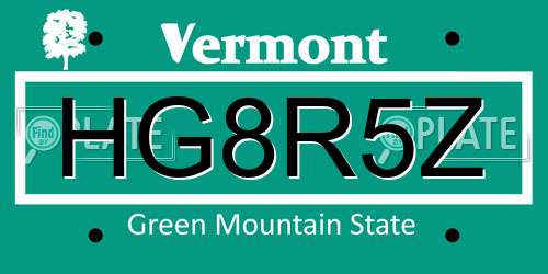 HG8R5Z Vermont License Plate