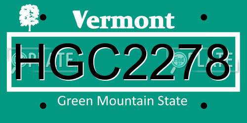 HGC2278 Vermont License Plate
