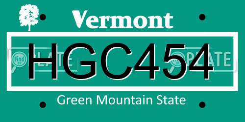 HGC454 Vermont License Plate