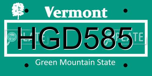 HGD585 Vermont License Plate