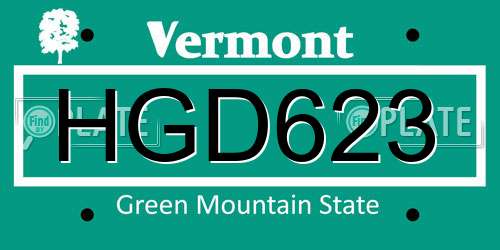 HGD623 Vermont License Plate