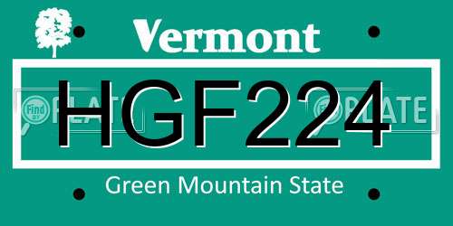 HGF224 Vermont License Plate