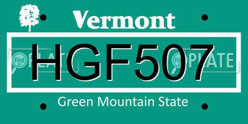 HGF507 Vermont License Plate