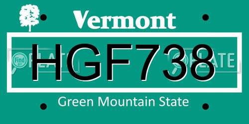 HGF738 Vermont License Plate