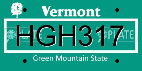 HGH317 Vermont License Plate