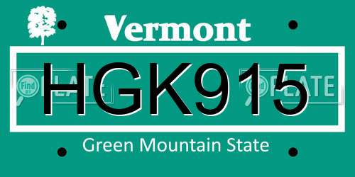 HGK915 Vermont License Plate