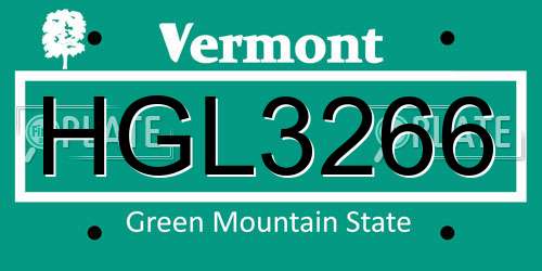 HGL3266 Vermont License Plate