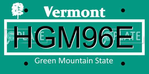 HGM96E Vermont License Plate