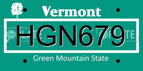 HGN679 Vermont License Plate