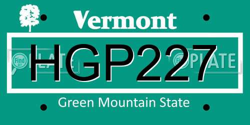 HGP227 Vermont License Plate